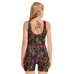Dark Bohemian Paisley Pattern Print Sleeveless One Piece Swimsuit