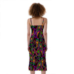 Dark Bohemian Paisley Pattern Print Slim Fit Midi Cami Dress