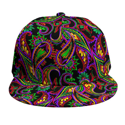Dark Bohemian Paisley Pattern Print Snapback Cap