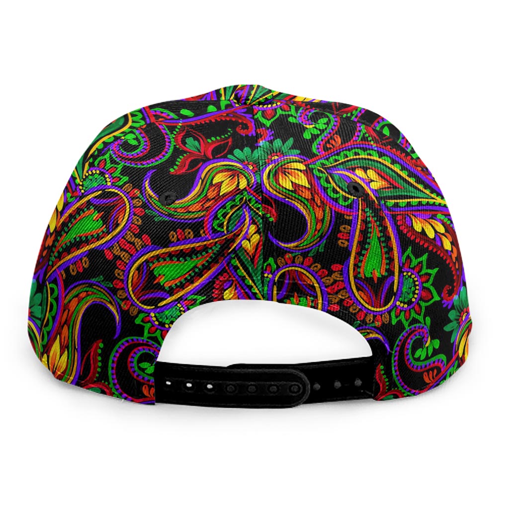Dark Bohemian Paisley Pattern Print Snapback Cap