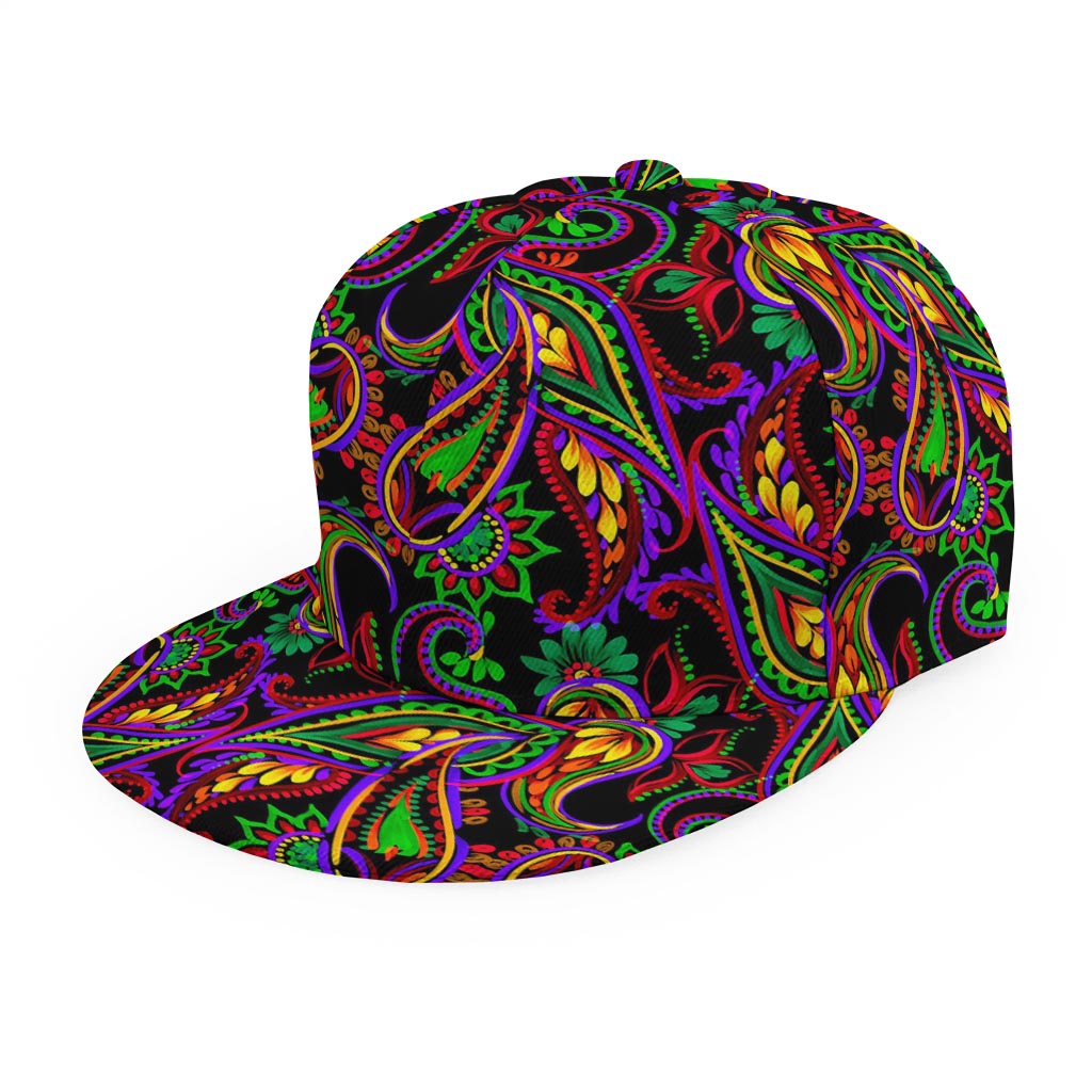 Dark Bohemian Paisley Pattern Print Snapback Cap