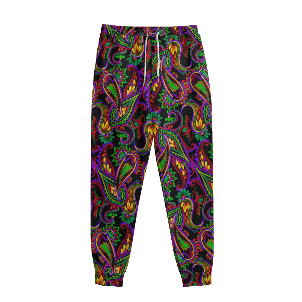 Dark Bohemian Paisley Pattern Print Sweatpants