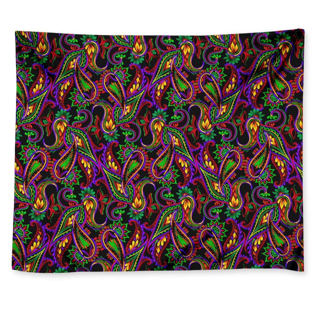 Dark Bohemian Paisley Pattern Print Tapestry
