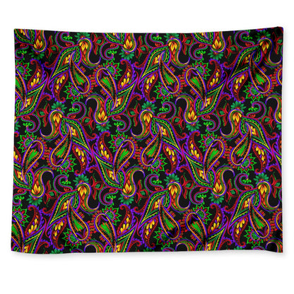 Dark Bohemian Paisley Pattern Print Tapestry