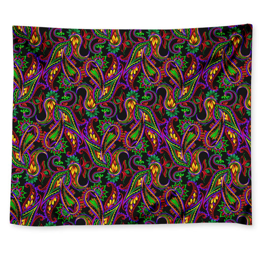Dark Bohemian Paisley Pattern Print Tapestry