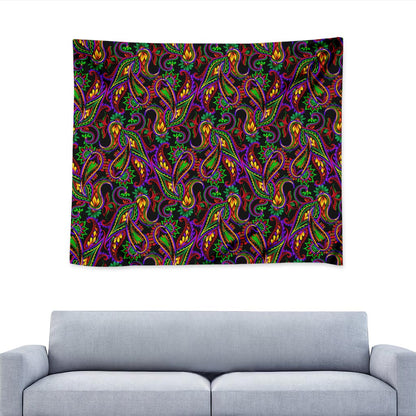 Dark Bohemian Paisley Pattern Print Tapestry