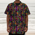 Dark Bohemian Paisley Pattern Print Textured Short Sleeve Shirt