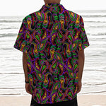 Dark Bohemian Paisley Pattern Print Textured Short Sleeve Shirt