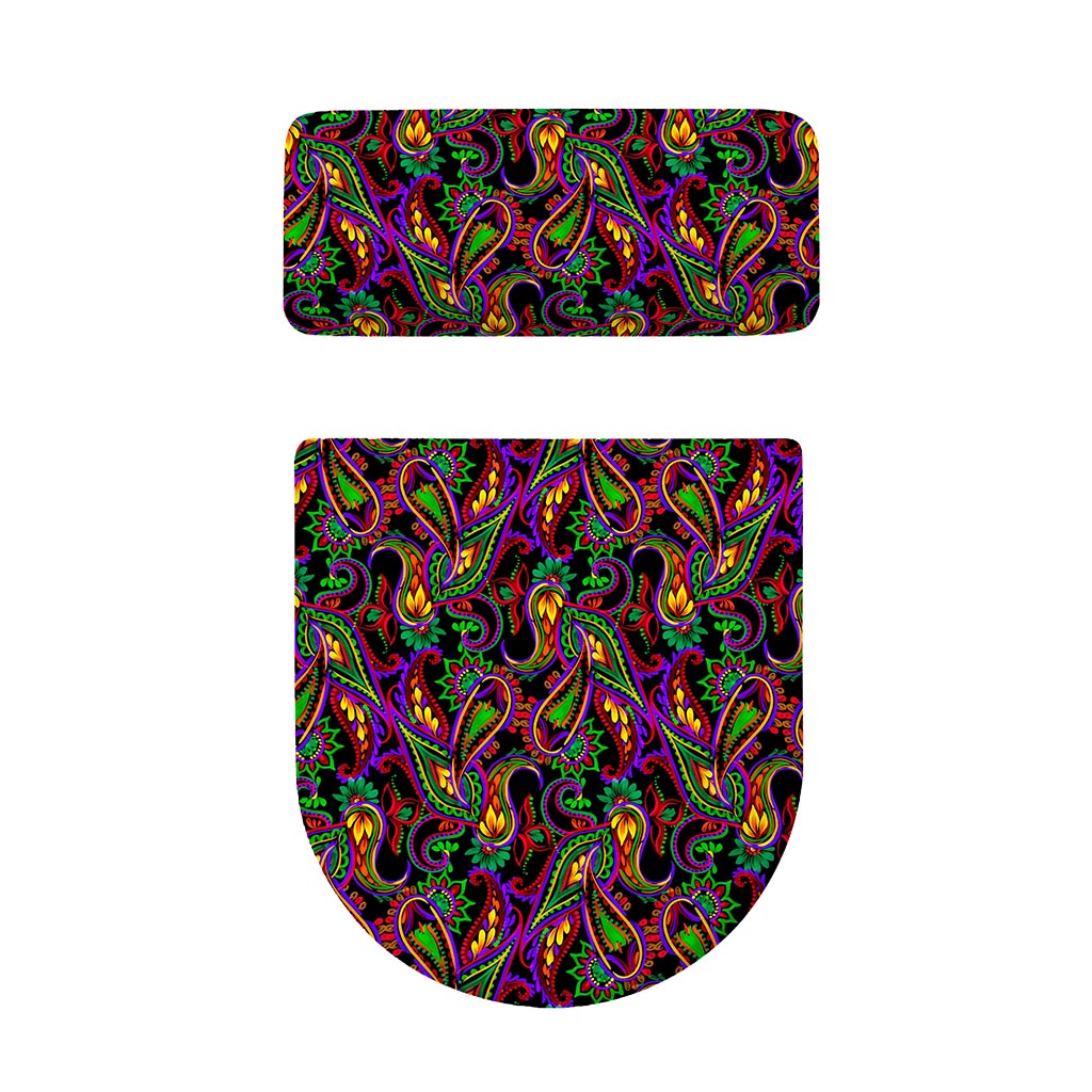 Dark Bohemian Paisley Pattern Print Toilet Lid And Tank Cover Set