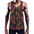 Dark Bohemian Paisley Pattern Print Men's Workout Tank Top