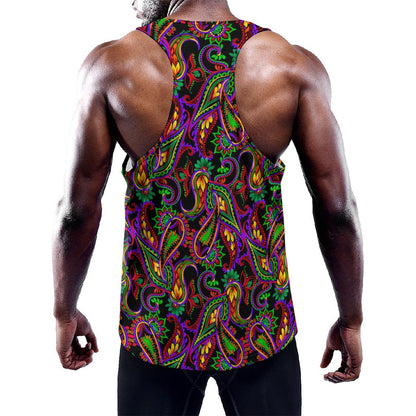 Dark Bohemian Paisley Pattern Print Training Tank Top