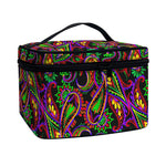 Dark Bohemian Paisley Pattern Print Travel Makeup Bag