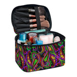Dark Bohemian Paisley Pattern Print Travel Makeup Bag