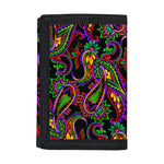 Dark Bohemian Paisley Pattern Print Trifold Wallet