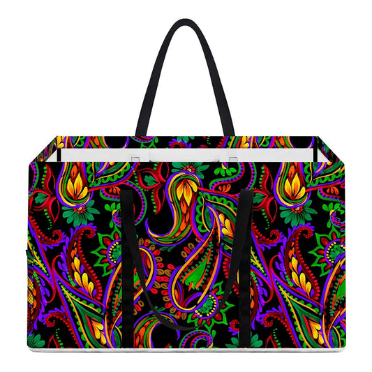Dark Bohemian Paisley Pattern Print Utility Tote Bag