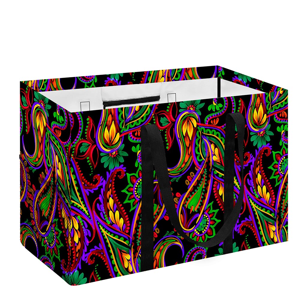 Dark Bohemian Paisley Pattern Print Utility Tote Bag
