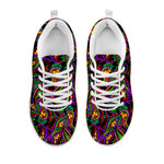 Dark Bohemian Paisley Pattern Print White Running Shoes