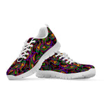 Dark Bohemian Paisley Pattern Print White Running Shoes