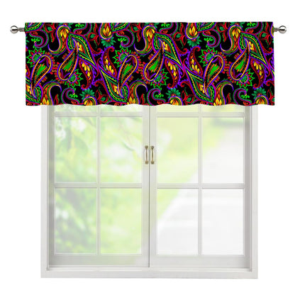 Dark Bohemian Paisley Pattern Print Window Valance