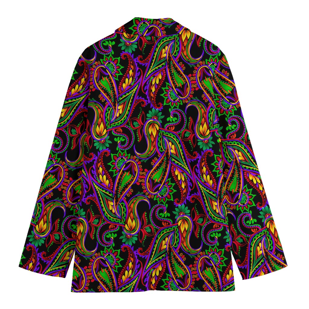 Dark Bohemian Paisley Pattern Print Women's Blazer