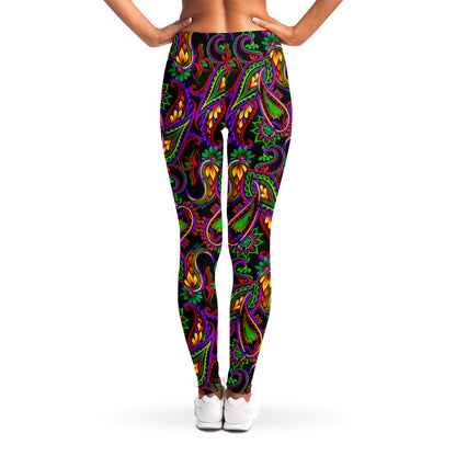 Dark Bohemian Paisley Pattern Print Women's Leggings