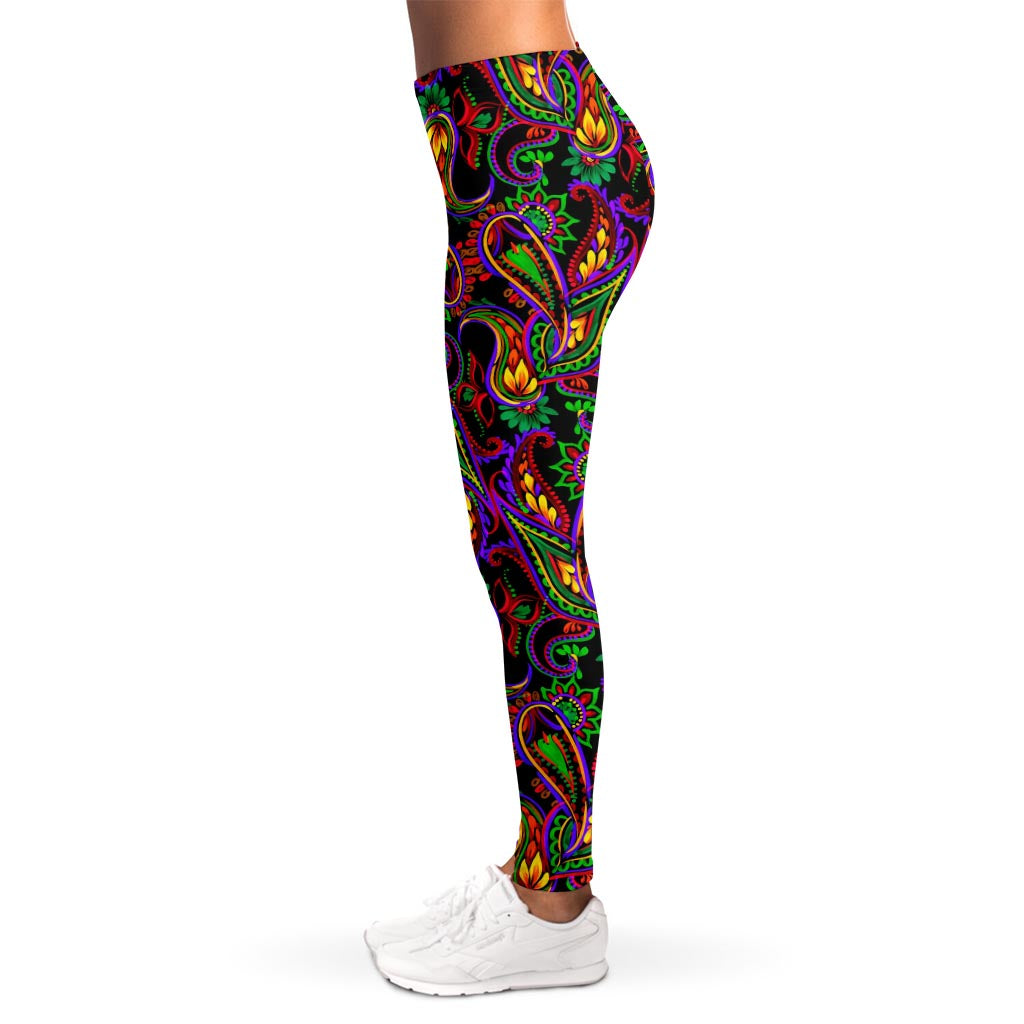 Dark Bohemian Paisley Pattern Print Women's Leggings