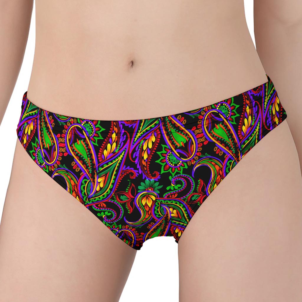 Dark Bohemian Paisley Pattern Print Women's Panties