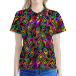 Dark Bohemian Paisley Pattern Print Women's Polo Shirt