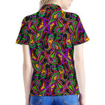 Dark Bohemian Paisley Pattern Print Women's Polo Shirt