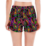 Dark Bohemian Paisley Pattern Print Women's Split Running Shorts