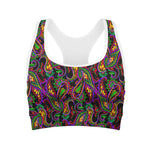 Dark Bohemian Paisley Pattern Print Women's Sports Bra