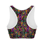 Dark Bohemian Paisley Pattern Print Women's Sports Bra