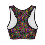 Dark Bohemian Paisley Pattern Print Women's Sports Bra