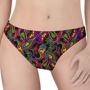 Dark Bohemian Paisley Pattern Print Women's Thong