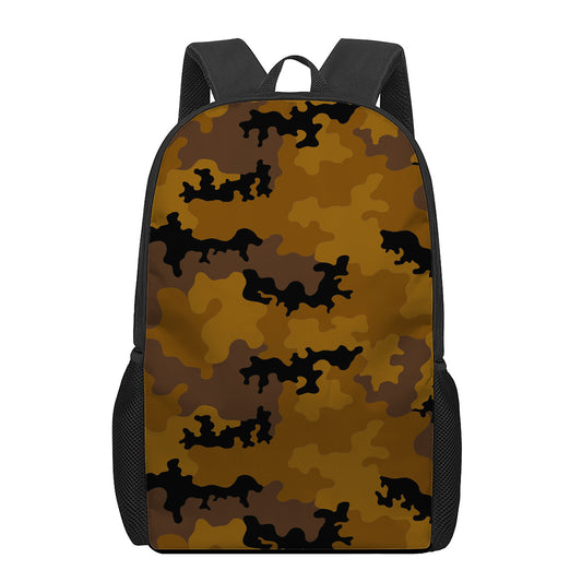 Dark Brown Camouflage Print 17 Inch Backpack