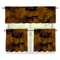 Dark Brown Camouflage Print 3 Piece Kitchen Curtains