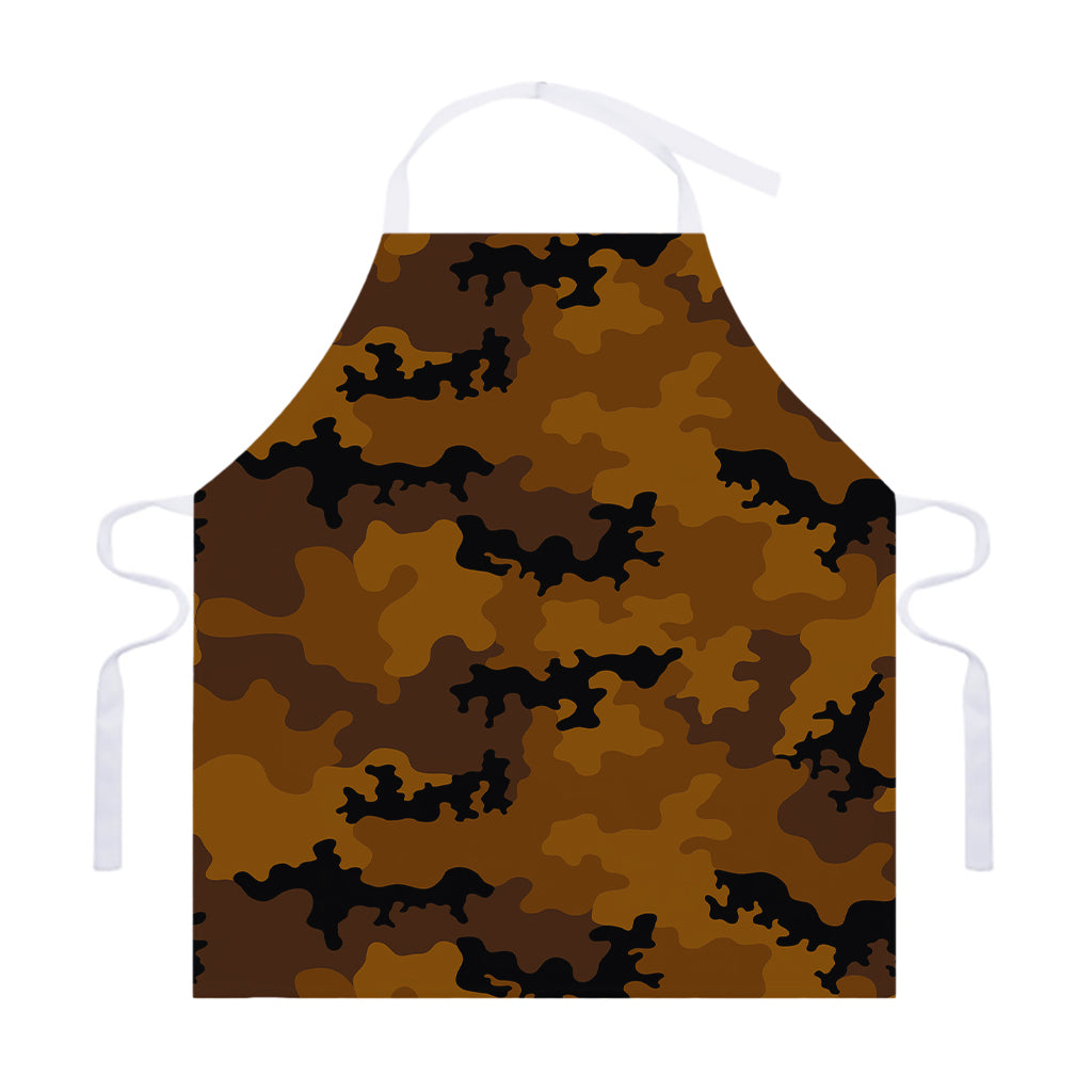 Dark Brown Camouflage Print Adjustable Apron