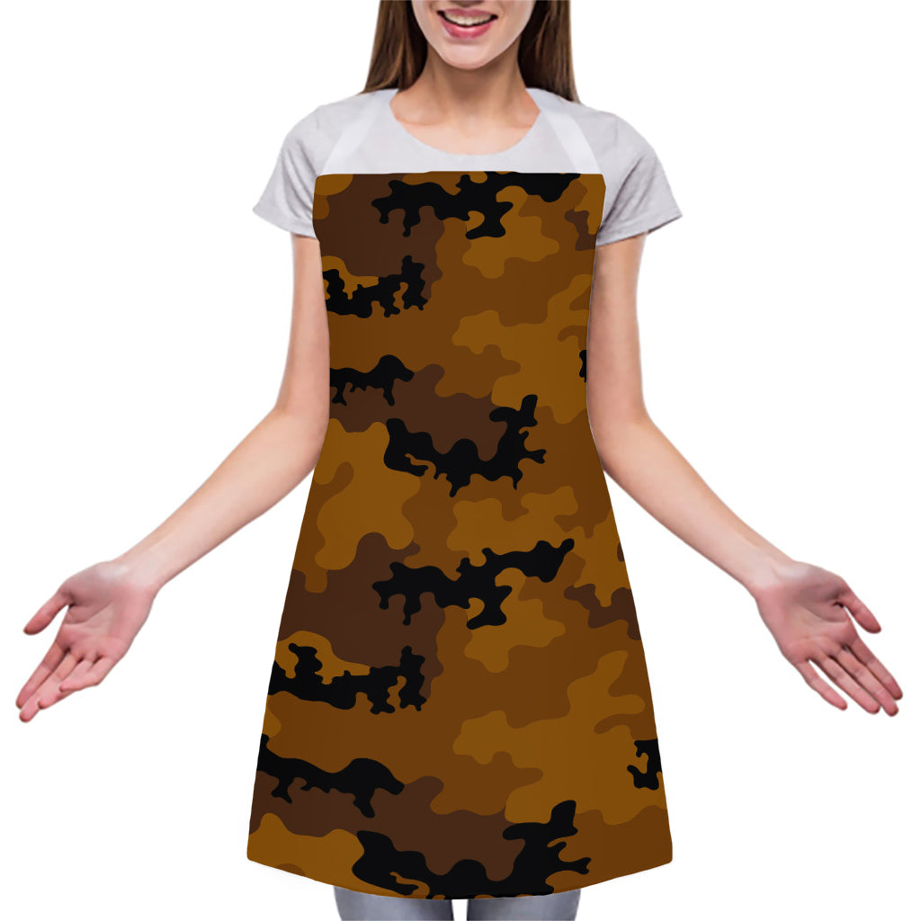 Dark Brown Camouflage Print Adjustable Apron