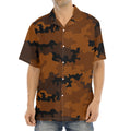 Dark Brown Camouflage Print Aloha Shirt