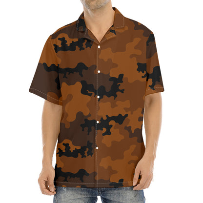 Dark Brown Camouflage Print Aloha Shirt