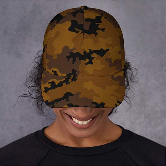 Dark Brown Camouflage Print Baseball Cap