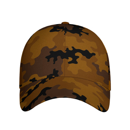Dark Brown Camouflage Print Baseball Cap
