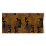 Dark Brown Camouflage Print Beach Towel