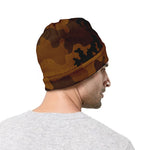 Dark Brown Camouflage Print Beanie