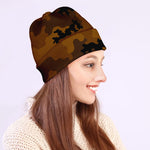 Dark Brown Camouflage Print Beanie