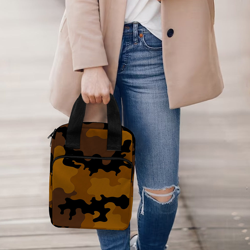 Dark Brown Camouflage Print Bible Tote Bag