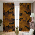 Dark Brown Camouflage Print Dimout Pencil Pleat Curtains