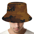 Dark Brown Camouflage Print Bucket Hat
