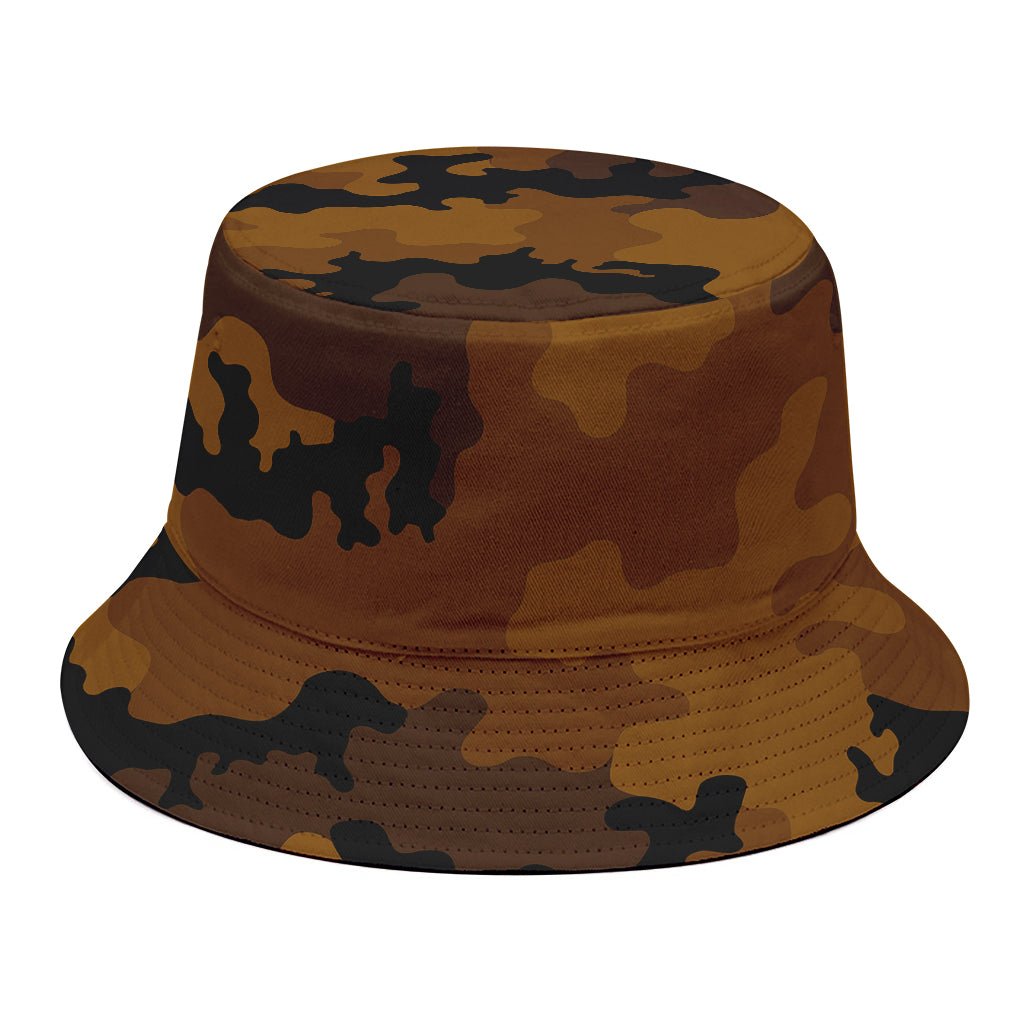 Dark Brown Camouflage Print Bucket Hat