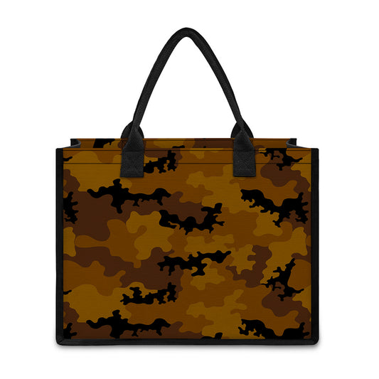 Dark Brown Camouflage Print Canvas Tote Bag